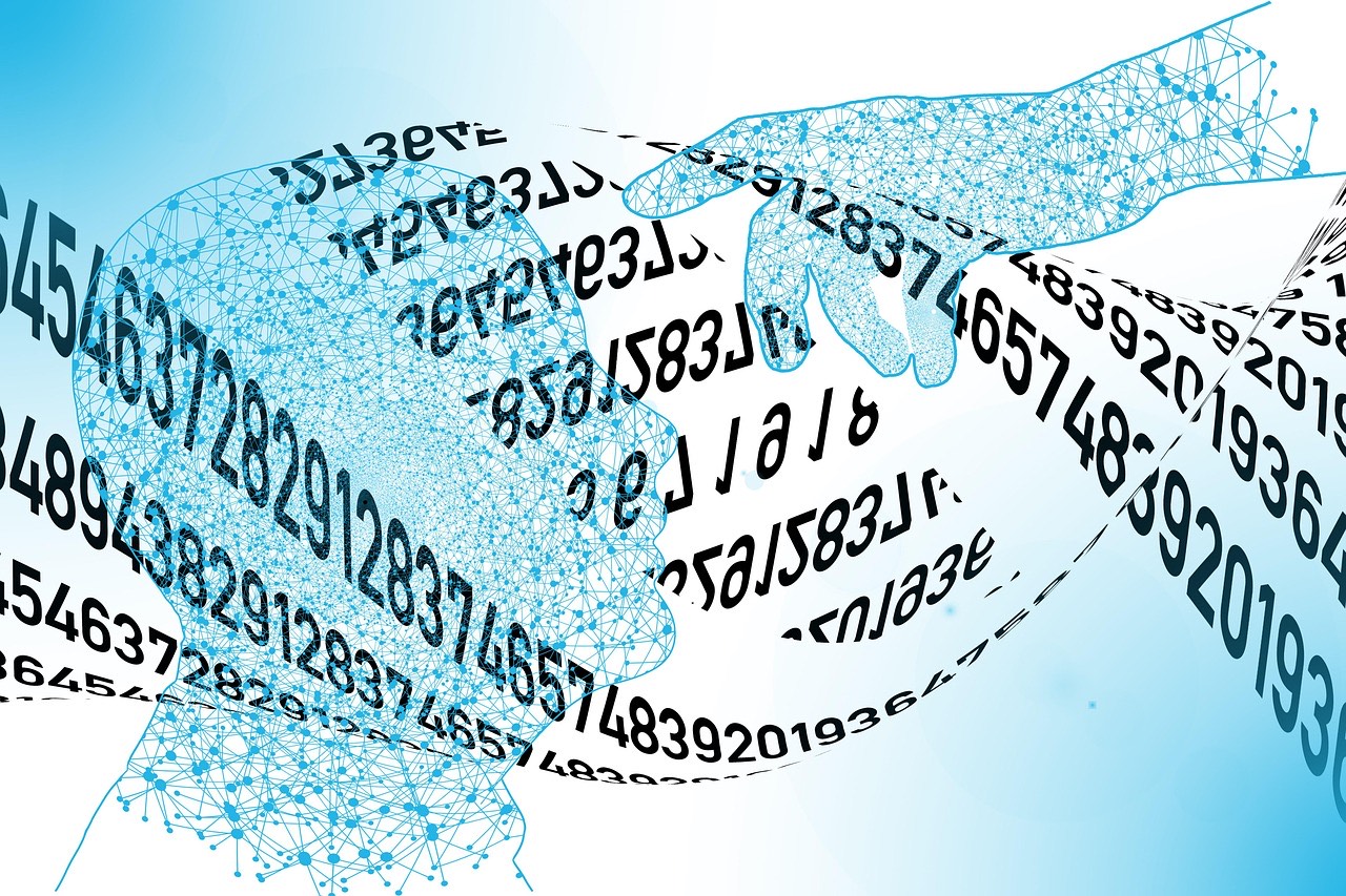 Sayılarla örülmüş DNA sarmalı illüstrasyonu